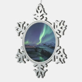 Nordlichter Norwegen Schneeflocken Zinn-Ornament (Rechts)