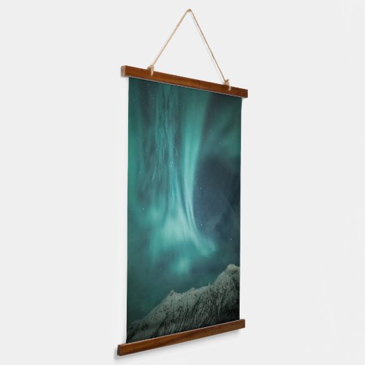 Nordlichter Norwegen Wandteppich Mit Holzrahmen (Gewinkelt)