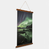 Nordlichter Norwegen Wandteppich Mit Holzrahmen (Gewinkelt)