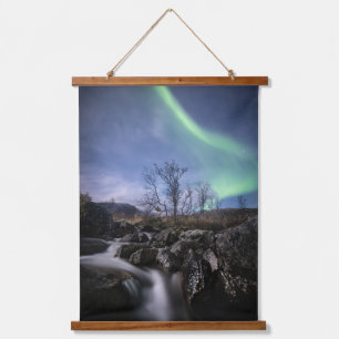 Nordlichter Norwegen Wandteppich Mit Holzrahmen