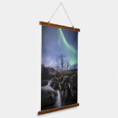 Nordlichter Norwegen Wandteppich Mit Holzrahmen (Gewinkelt)