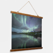 Nordlichter Norwegen Wandteppich Mit Holzrahmen (Gewinkelt)