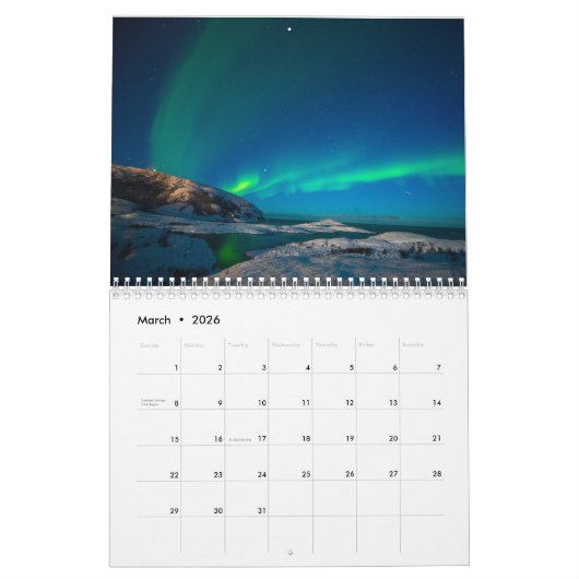 Nordlichter (Polarlichter) Kalender (Mär 2026)