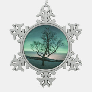 Nordlichter Schneeflocken Zinn-Ornament