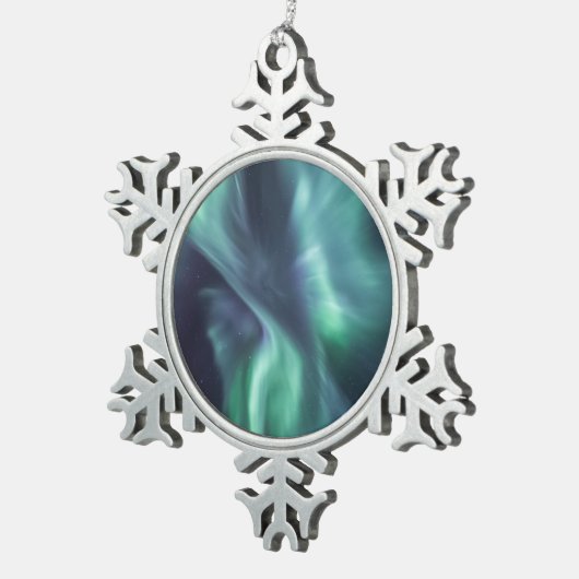 Nordlichter Schneeflocken Zinn-Ornament (Rechts)