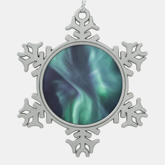 Nordlichter Schneeflocken Zinn-Ornament (Vorderseite)