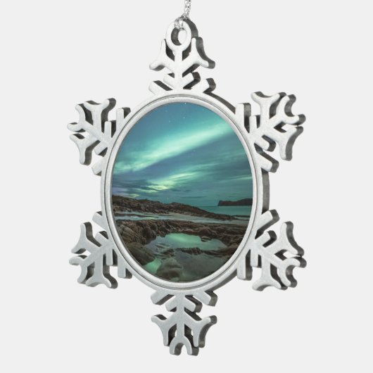 Nordlichter Schneeflocken Zinn-Ornament (Rechts)