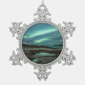 Nordlichter Schneeflocken Zinn-Ornament (Vorderseite)