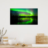 Nordlichter spiegeln sich am See wider Poster (Küche)