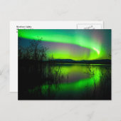 Nordlichter spiegeln sich am See wider Postkarte (Vorne/Hinten)