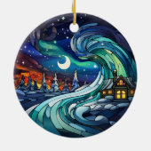 Nordlichter Swirl verklebte Glasverzierung Keramik Ornament (Hinten)