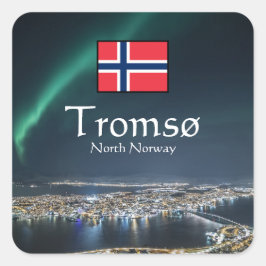 Nordlichter Tromso Norwegen Quadratischer Aufkleber