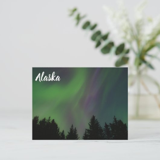 Nordlichter über Alaska Postkarte (Stehend Vorderseite)