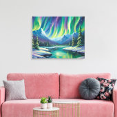 Nordlichter über den Bergen Leinwanddruck (Insitu (Wohnzimmer))