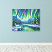 Nordlichter über den Bergen Leinwanddruck (Insitu (Holzboden))