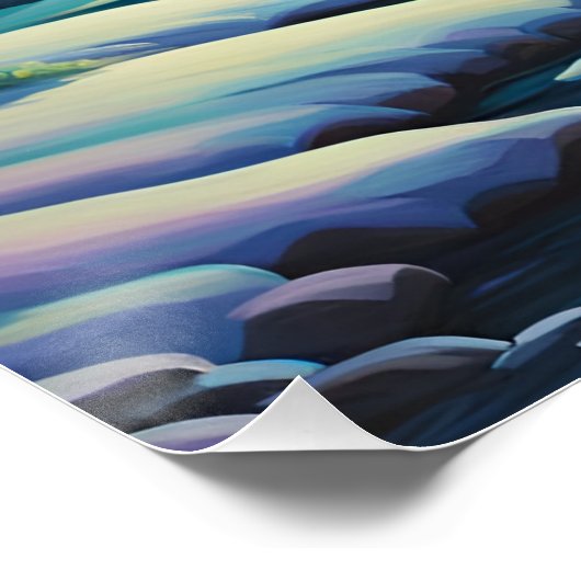 Nordlichter über den Bergen Poster (Ecke)