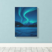 Nordlichter über Frostkabine Leinwanddruck (Insitu (Holzboden))