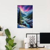 Nordlichter über Frosttal Poster (Heimbüro)