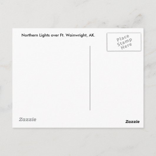 Nordlichter über Ft. Wainwright, AK Postkarte (Rückseite)