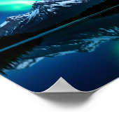 Nordlichter über schneebedeckten Bergen Poster (Ecke)