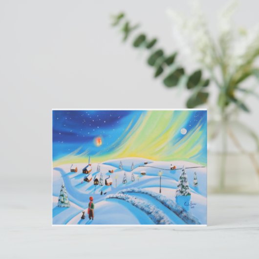 Nordlichter und eine Laterne Postkarte (Stehend Vorderseite)