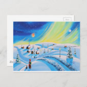 Nordlichter und eine Laterne Postkarte (Vorne/Hinten)