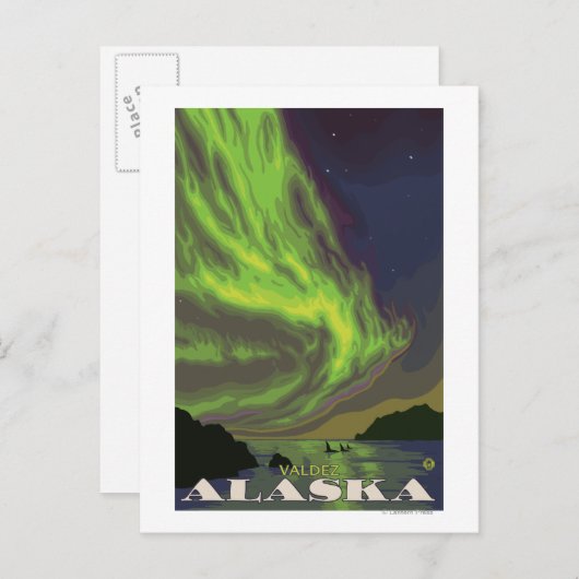 Nordlichter und Orcas - Valdez, Alaska Postkarte (Vorne/Hinten)