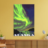 Nordlichter und Orcas Vintage Reise Leinwanddruck (Insitu (Wohnzimmer))