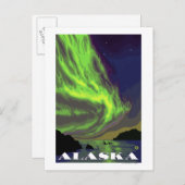 Nordlichter und Orcas Vintage Reise Postkarte (Vorne/Hinten)