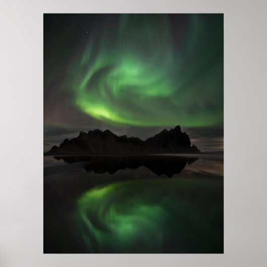 Nordlichter | Vestrahorn Beach Hofn, Island Poster (Vorne)