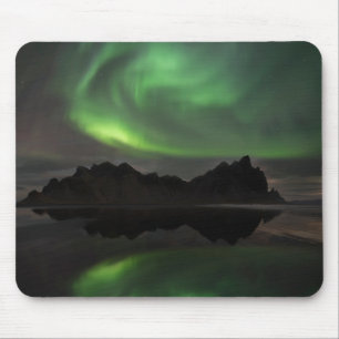 Nordlichter Vestrahorn Strand Hofn, Island Mousepad