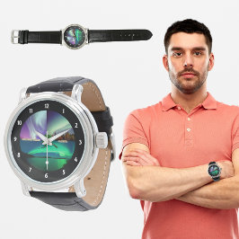 Nordlichter von Alaska Collage Armbanduhr