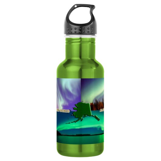 Nordlichter von Alaska Collage Edelstahlflasche (Vorderseite)