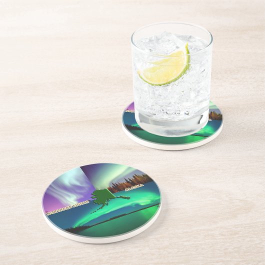 Nordlichter von Alaska Collage Getränkeuntersetzer (Seite)
