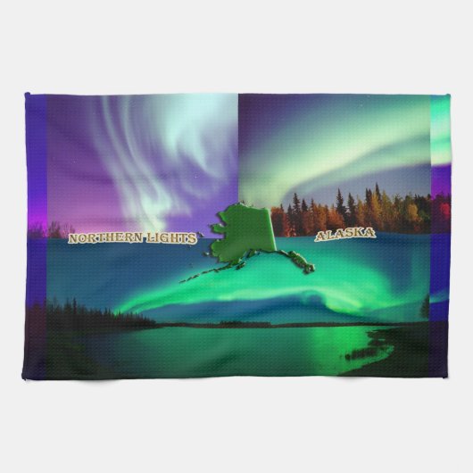 Nordlichter von Alaska Collage Handtuch (Horizontal)