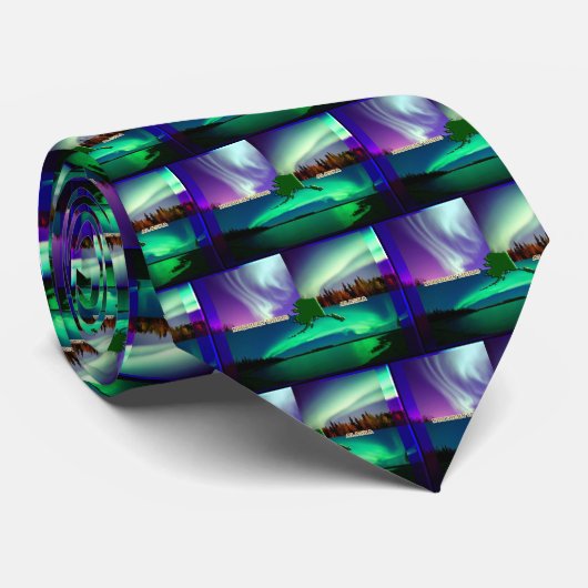 Nordlichter von Alaska Collage Krawatte (Gerollt)