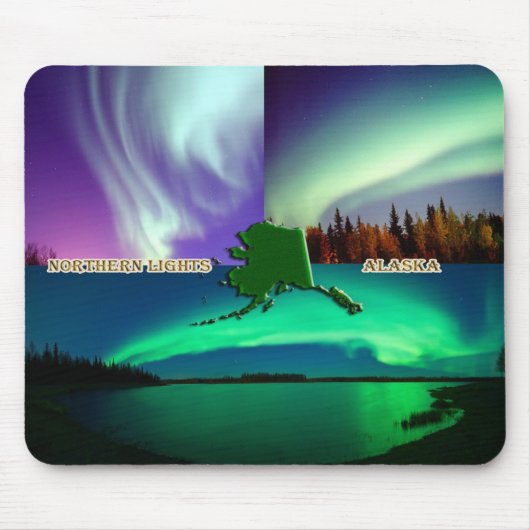 Nordlichter von Alaska Collage Mousepad (Vorne)