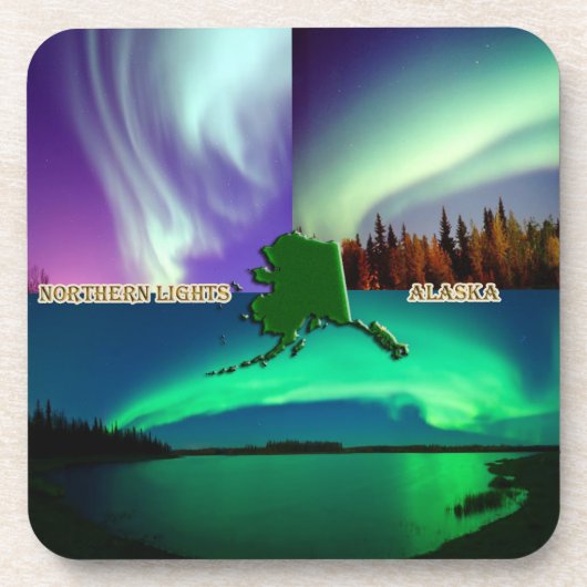 Nordlichter von Alaska Collage Untersetzer (Vorderseite)