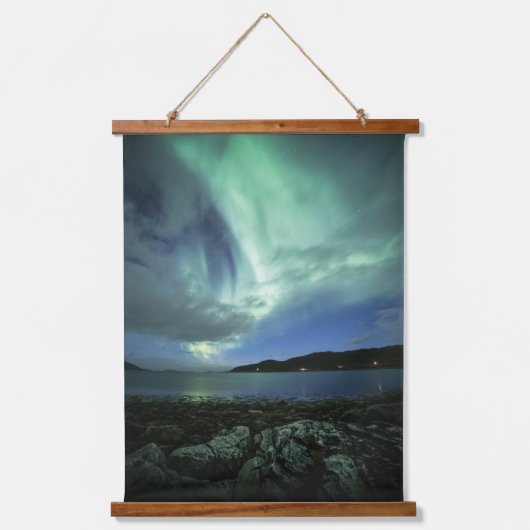 Nordlichter Wandteppich Mit Holzrahmen (Vorderseite)