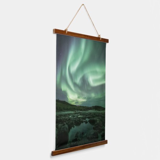 Nordlichter Wandteppich Mit Holzrahmen (Gewinkelt)