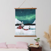 Nordlichter Wandteppich Mit Holzrahmen (Schlafzimmer)