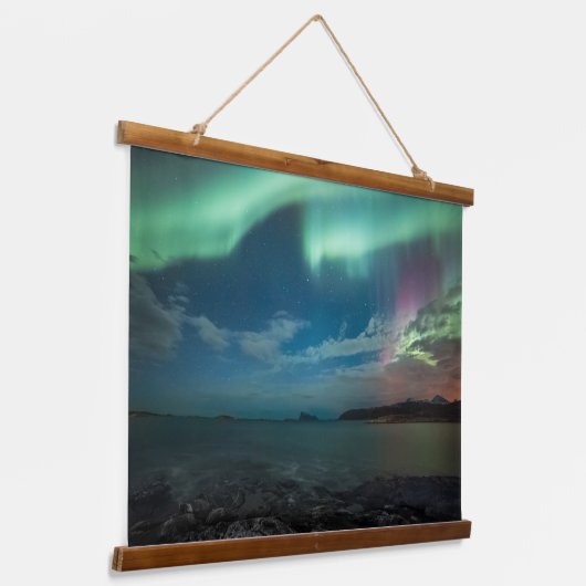 Nordlichter Wandteppich Mit Holzrahmen (Gewinkelt)