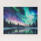 Nordlichter, Wasserfarbe Aurora Borealis Puzzle (Horizontal)