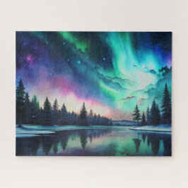Nordlichter, Wasserfarbe Aurora Borealis Puzzle