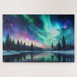 Nordlichter, Wasserfarbe Aurora Borealis Puzzle
