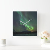 Nordlichter | Whitehorse, Yukon Quadratische Wanduhr (Zuhause)