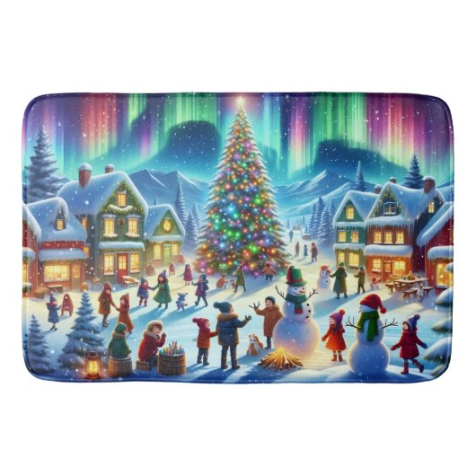Nordlichter Winterweihnachtsfeier Badematte (Vorderseite)