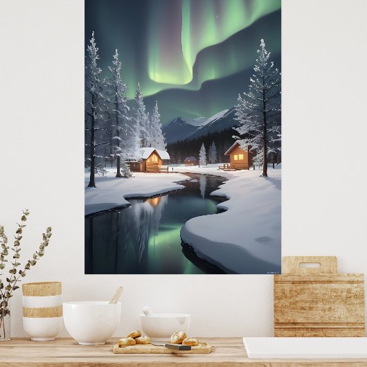 Nordlichtkabine Poster (Küche)