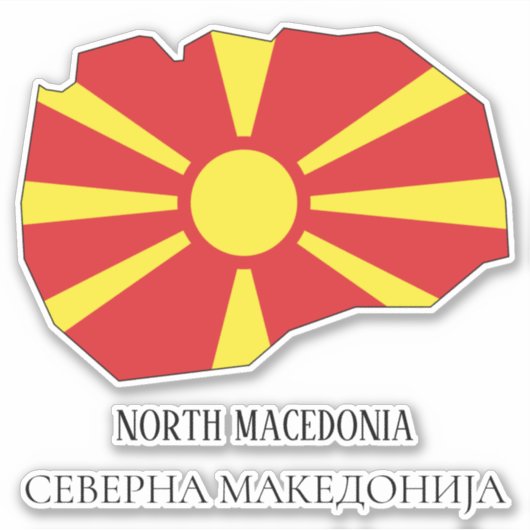 Nordmakedonische Flagge Charming Patriotische Kart Aufkleber (Vorderseite)