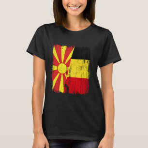 Nordmazedonien Belgien Halbe Flagge Mazedonisch Be T-Shirt